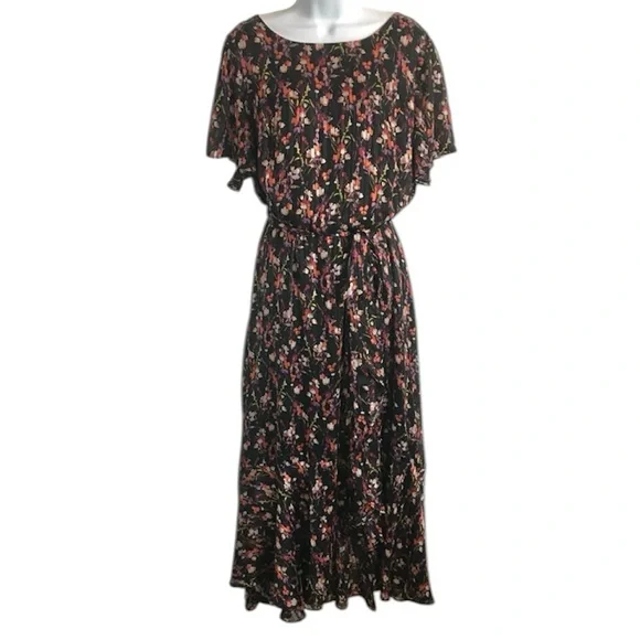Lane Bryant Brand Black Multi Ditsy Floral Shimmer Maxi Dress + size 20 in EUC - Picture 2 of 16